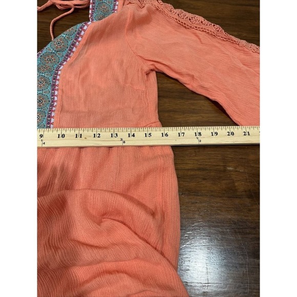 White Mark Dress Women Small Coral Flutter Sleeve V Neck Tie Back Tunic - Picture 7 of 12